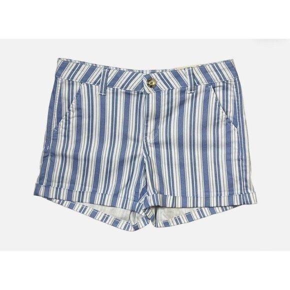 So Womens Blue White Striped Low Rise Favorite MIDI Shorts 3 - Picture 1 of 4